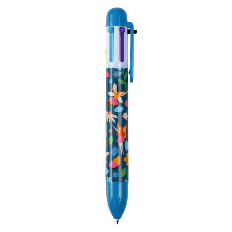 Six colour ballpoint pen with fairies among flowers print