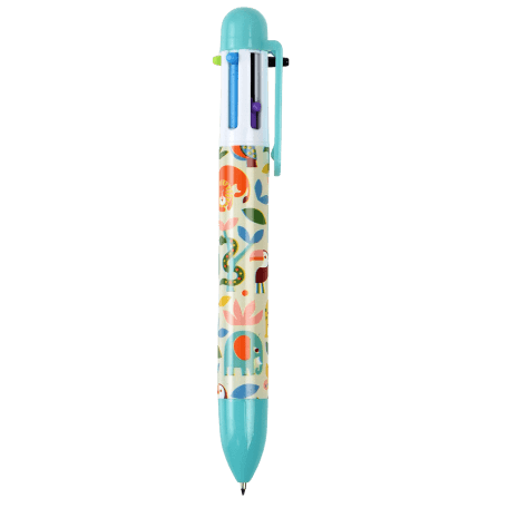 Six colour ballpoint pen with colourful wild animal print