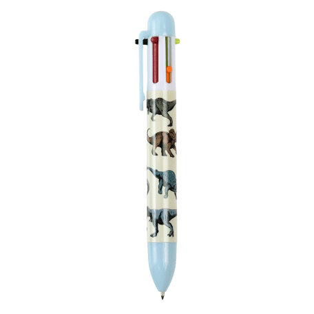 Six colour ballpoint pen with dinosaur print