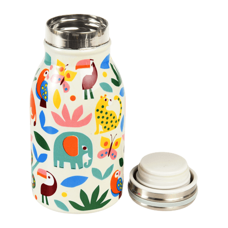 Wild Wonders stainless steel bottle with lid removed