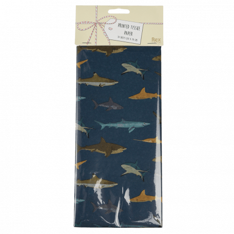 Sharks tissue paper sheets in packaging