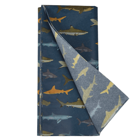 Sharks tissue paper pack with 1 sheet unfurled