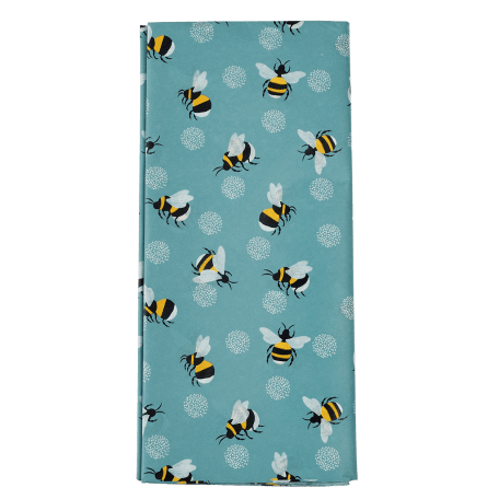 Tissue paper sheets with print of bumblebees