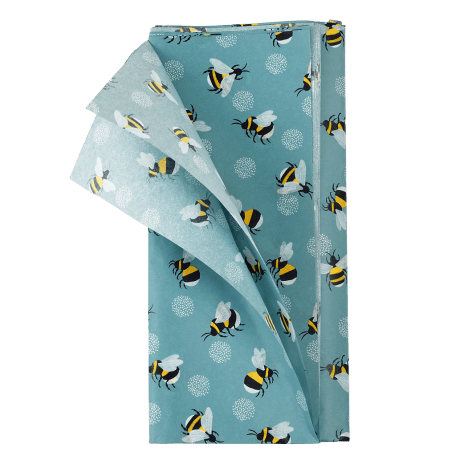 Bumblebee tissue paper pack with 2 sheets unfurled