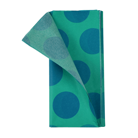 Blue on turquoise Spotlight tissue paper pack with 1 sheet unfurled