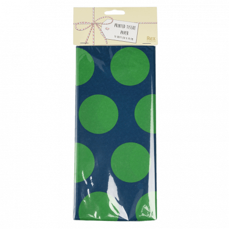 Green on blue Spotlight tissue paper sheets in packaging