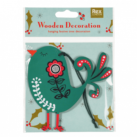 Green Wooden Bird Christmas Decoration