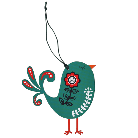 Green Wooden Bird Christmas Decoration