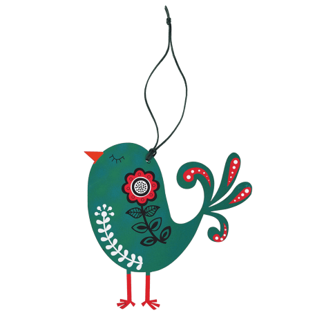 Green Wooden Bird Christmas Decoration