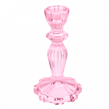 Tall Pink Glass Candlestick