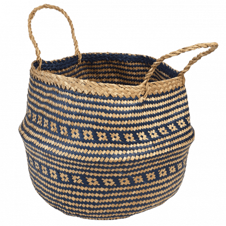 Large Navy Blue Seagrass Basket