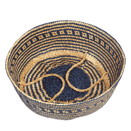 Large Navy Blue Seagrass Basket