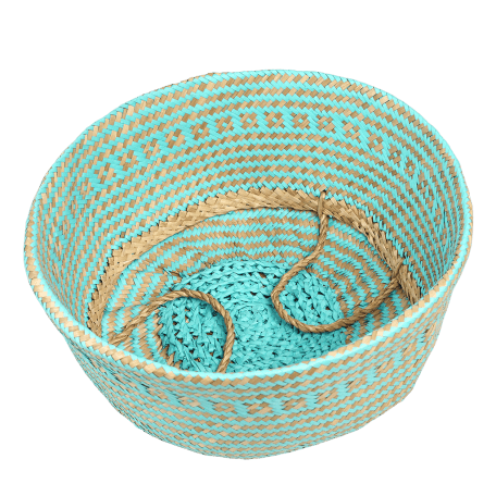 Large Turquoise Seagrass Basket