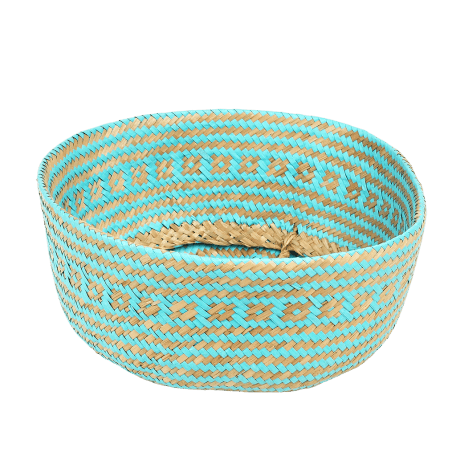 Small Turquoise Seagrass Basket