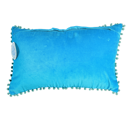 Greek Blue Pom Pom Cushion