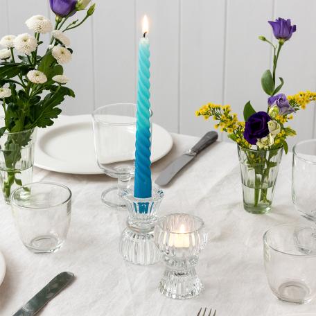 Double Ended Clear Glass Candle Holder