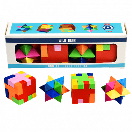 Wild Bear 3d Puzzle Erasers (set Of 4)