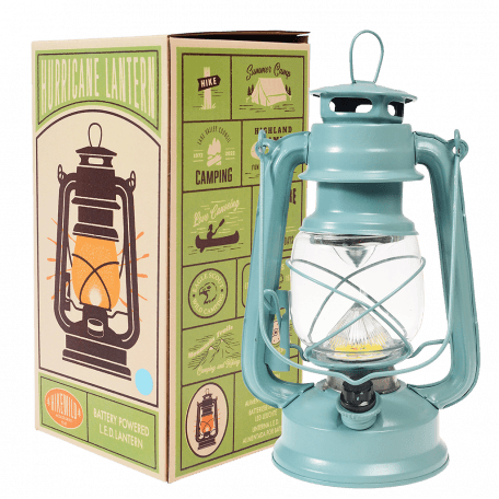 Light Blue Led Hurricane Lantern