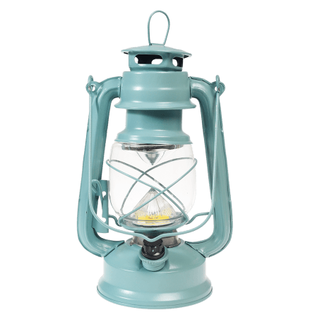 Light Blue Led Hurricane Lantern