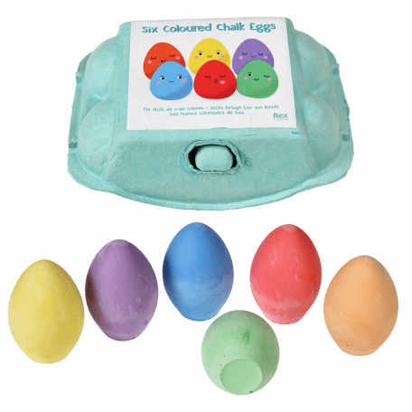 Six coloured chalk eggs