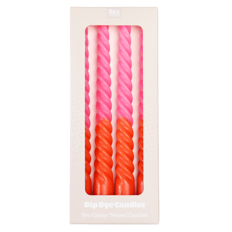 Dip Dye Spiral Candles Pink And Orange (set Of 4)