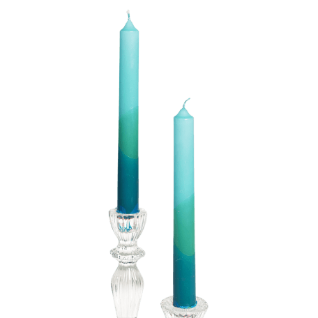 Dip Dye Candles Light Blue, Aquamarine And Dark Blue (set Of 4)