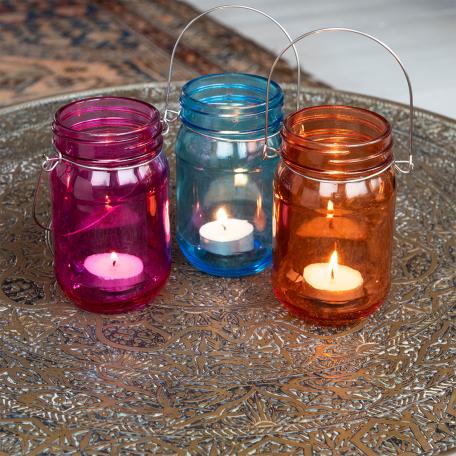 Pink Jam Jar Tealight Holder