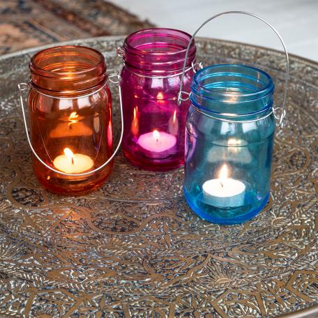 Pink Jam Jar Tealight Holder