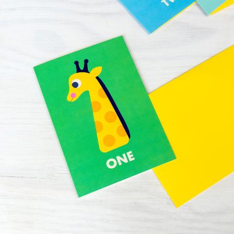 Giraffe 'one' Birthday Card