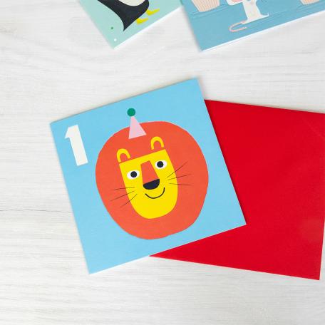 Lion 'one' Birthday Card