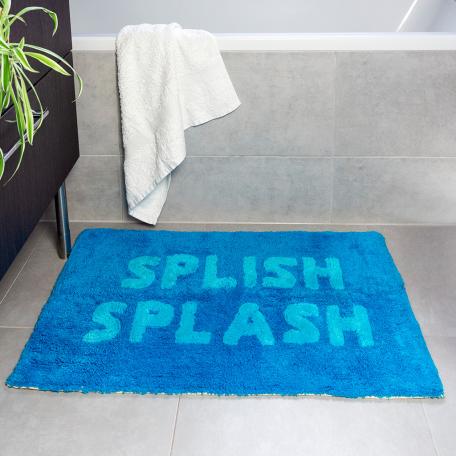 Blue "Splish Splash" Tufted Cotton Bath Mat