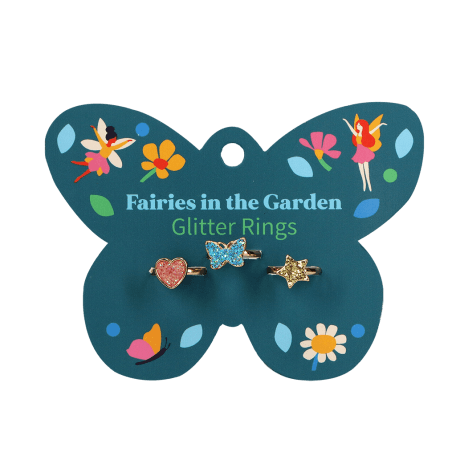 Glitter Rings - Fairies In The Garden (set Of 3)