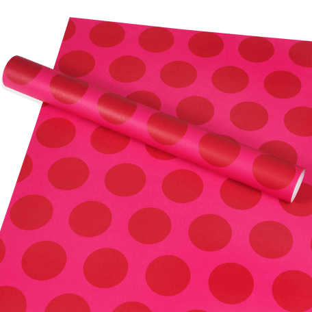  Wrapping Paper (5 Sheets) - Red Spot On Pink