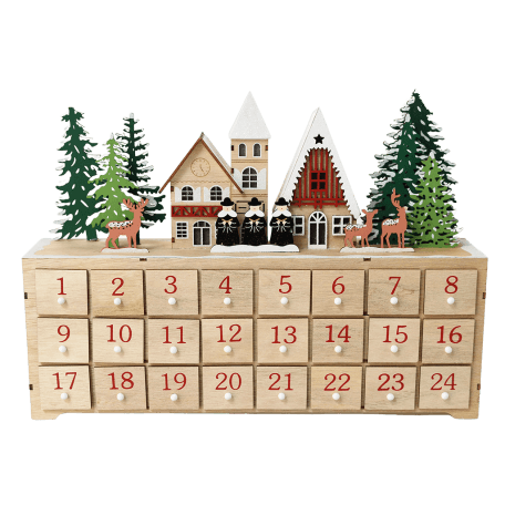 Wooden Advent Calendar With Led Lighting - Carol Singers