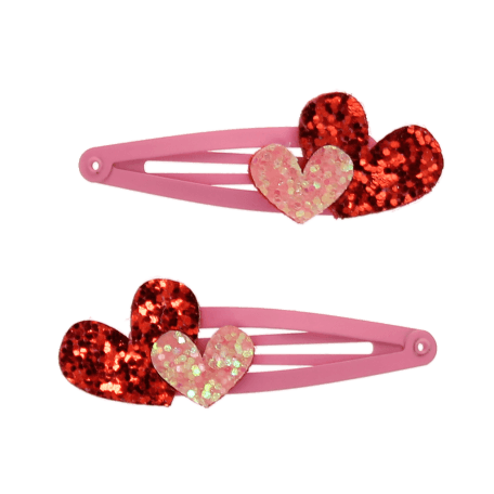 Love Hearts Glitter Hair Clips (set Of 2)