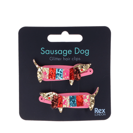 Sausage Dog Glitter Hair Clips (set Of 2)