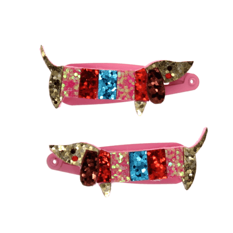 Sausage Dog Glitter Hair Clips (set Of 2)