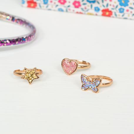 Glitter Rings - Fairies In The Garden (set Of 3)