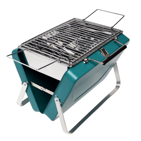 Portable Suitcase Bbq in Blue