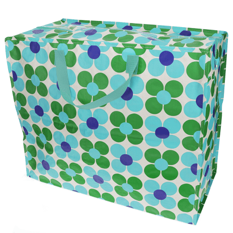 Jumbo Storage Bag - Blue And Green Daisy