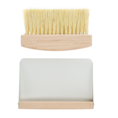 Wooden Table Brush And Pan Set - Soft Grey