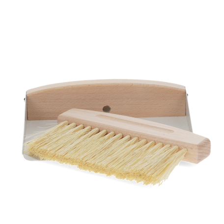 Wooden Table Brush And Pan Set - Soft Grey