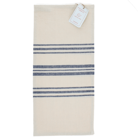 Pure Belgian Linen Tea Towel - Blue Stripe