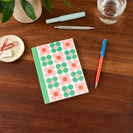 A6 Notebook - Pink And Green Daisy