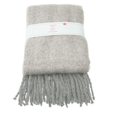 Woven Blanket With Tassels - Light Grey