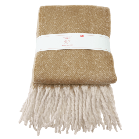 Woven Blanket With Tassels - Mustard