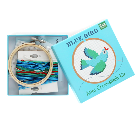 Mini cross-stitch kit - Blue bird