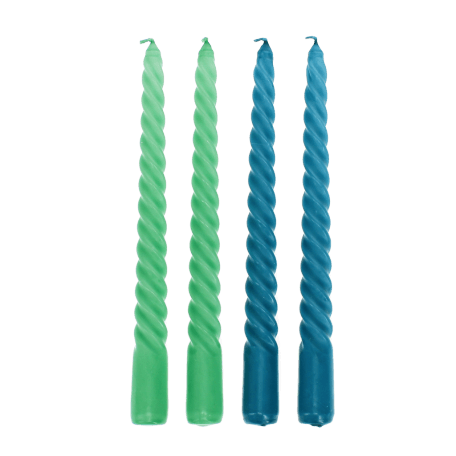 Twisted-candles-(pack of 4)-Green and blue