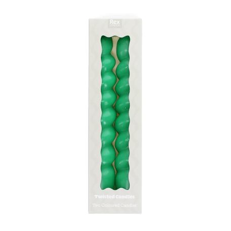 Twisted candles (pack of 2) - Dark green