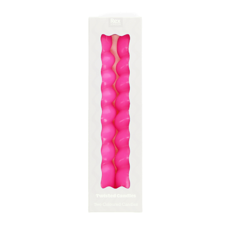 Twisted candles (pack of 2) - Bright pink